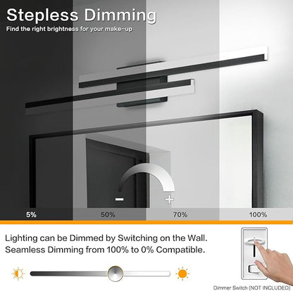 PRESDE 32 Inch LED Vanity Light Black Bathroom Light Fixtures Over Mirror Modern Bath Lighting Bar 5CCT