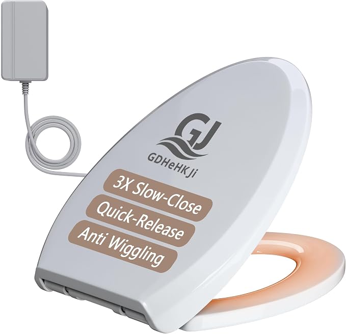 Heated Toilet Seat Elongated, Constant Temperature Seat Warmer | Elongated (17.72x14.37") | Heavy-Duty PP Material | Soft Close & Quiet | Safe Constant Heating Only (No Bidet/Temp Adjust)