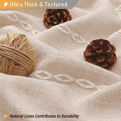 BTTN 72x84 Long Boho Farmhouse Linen Heavy Duty Shower Curtain, Tan/Taupe