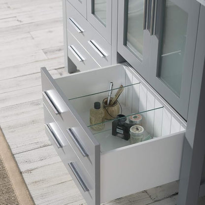 Blossom 48" Double Sink Vanity Solid Wood | Modern Metal Grey Bathroom Vanity with Sink | 18" Narrow Depth Space Saving Design | Soft Close Drawers & Tempered Glass Doors | Master Suite Upgrade