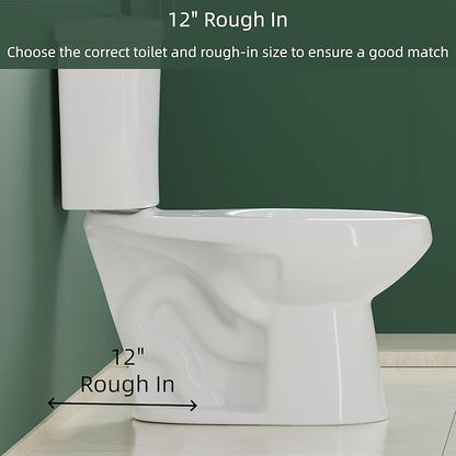 Two Piece Toilet with 17" ADA Height, Elongated Ceramic Bowl without Lid - Side Push Handle, CUPC Certified, Water Efficient 1.28 GPF