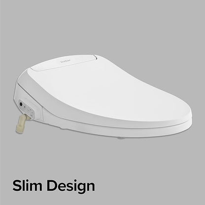 SmartBidet® SB-100R Electric Smart Bidet Seat for Elongated Toilets with Remote Control, Stainless Steel Nozzle with Removable Nozzle Cap, Slim