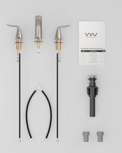 VXV Bathroom Faucet 3 Hole, 8 Inch Widespread Bathroom Sink Faucet for Lavatory Vanity with Pop-up Drain Brushed Nickel
