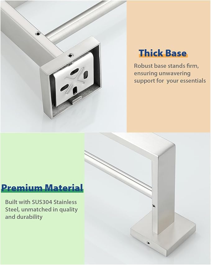 Alise Double Towel Bars Towel Rack for Bathroom Wall Mount 32 Inch,Brushed | SUS304 Stainless Steel Bathroom Towel Holder, Square Towel Rod Towel Hanger for Bathroom Lavatory Kitchen