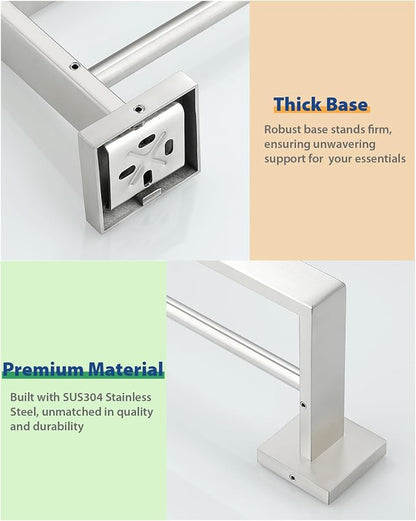 Alise Double Towel Bars Towel Rack for Bathroom Wall Mount 32 Inch,Brushed | SUS304 Stainless Steel Bathroom Towel Holder, Square Towel Rod Towel Hanger for Bathroom Lavatory Kitchen