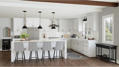 Design House Brookings Shaker Unassembled Bridge Wall Kitchen Cabinet W3018, 30 W x 12 D x 18 H, Painted White with Sherwin Williams®, Solid Wood – Design House, 561662