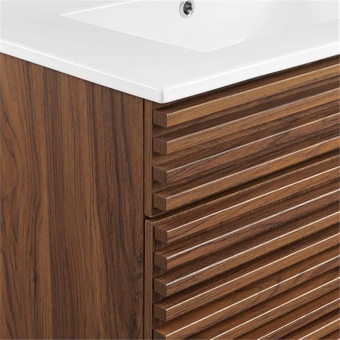 Modway Render 30" Bathroom Vanity with Sink in Walnut White