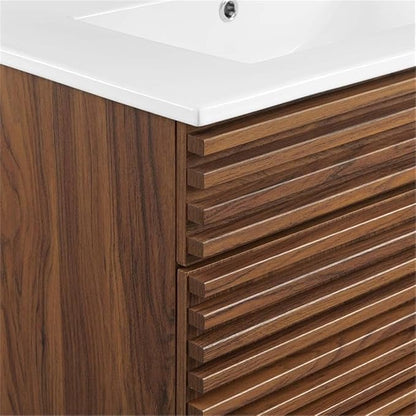 Modway Render 30" Bathroom Vanity with Sink in Walnut White