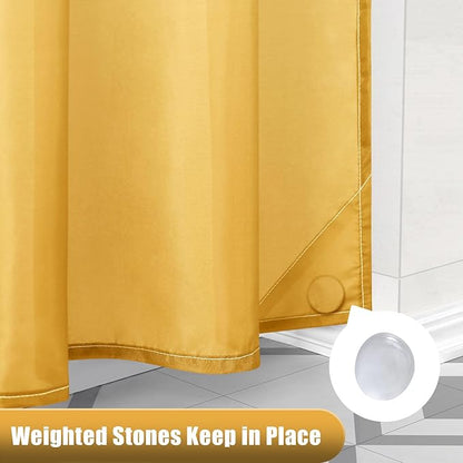 OLANLY Luxury Yellow and White Ombre Shower Curtain Sets with 12 Hooks, Waterproof and Washable Decorative Shower Curtains for Bathroom, 72x72 Inches
