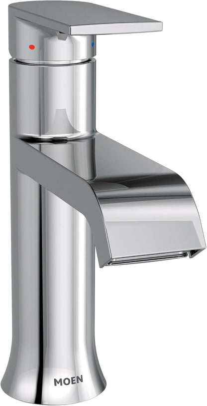 Moen Genta LX Chrome One-Handle Modern Bathroom Sink Faucet with Optional Deckplate and Low-Arc Spout for Bath Countertop, 6702