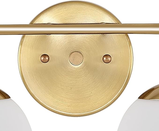 JONATHAN Y 25" Brass Gold Modern Globe Wall Sconce Vanity Light for Bathroom, White Frosted Glass Shade, Midcentury Parisian Bistro Wall Lamp, LED Bulb Included (JYL3536A)