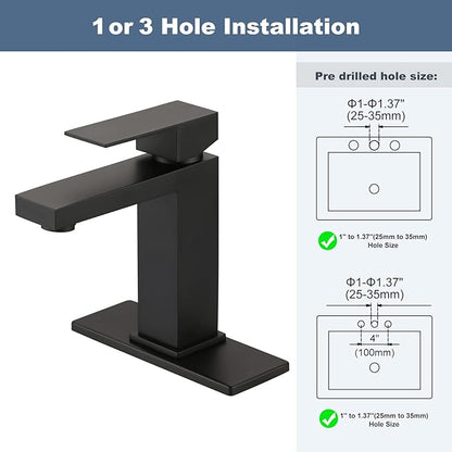 Black Bathroom Faucet ARCORA Matte Black Faucet for Bathroom Sink Modern Single Hole Bathroom Faucet with cUPC Supply Lines and Pop Up Drain