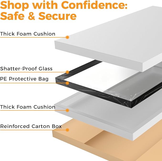 Sweetcrispy Bathroom Mirrors for Over Sink, 22" x 30" Rectangle Wall Mirror | Tempered Glass, Anti-Rust Metal Frame, Over Sink Home Decor, Modern Rectangle Style, Black
