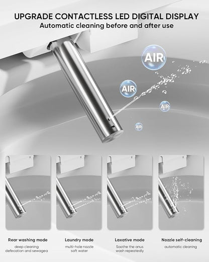 Smart Toilet with Bidet Built In with Warm Water Sprayer and Dryer | Foot Sensor Operation,Heated Seat toilet with LED Display for Bathroom,Auto Dual Flush