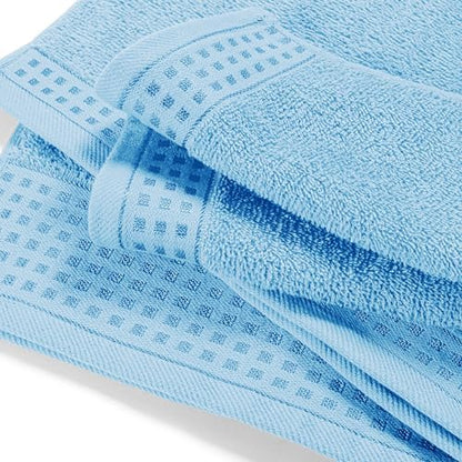 GLAMBURG Cotton 2 Pack Oversized Bath Sheet 35 x 70, Large Bath Sheet, Ultra Absorbent, Compact, Eco-Friendly and 100% Recyclable, Quick Drying and Lightweight Towel - Sky Blue