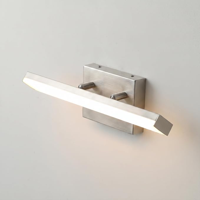 mirrea 16in 5CCT Brushed Nickel LED Vanity Lights for Bathroom Over Mirror | 5 color temperatures,Adjustable light angle,ETL listed,Dimmable,Bathroom lighting fixtures,Eye-friendly,Frosted acrylic shade