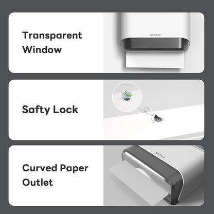 Paper Towel Dispenser,Large Capacity Wall Mount Tissue Dispensers with Smart Lock, Used for Kitchen and Bathroom 200+ Sheets White Toilet Paper Holders