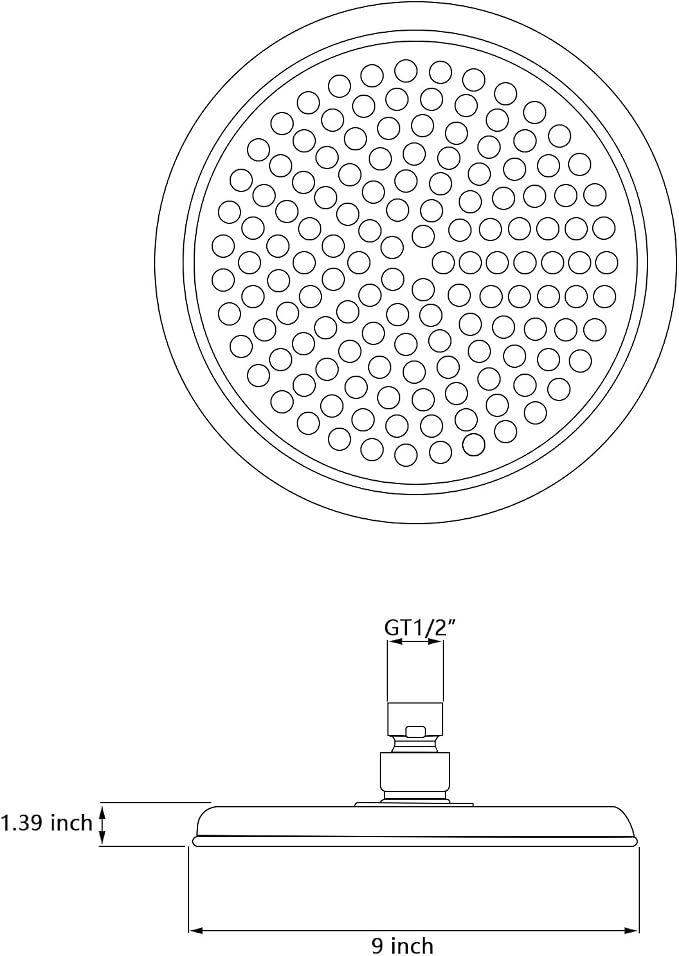 Oil Rubbed Bronze Antique Shower Head Replacement, 9 Inch Round Rain Rainfall Showerhead Made of 304 Stainless Steel Vintage High Pressure Waterfall Shower Heads with Silicone Nozzle