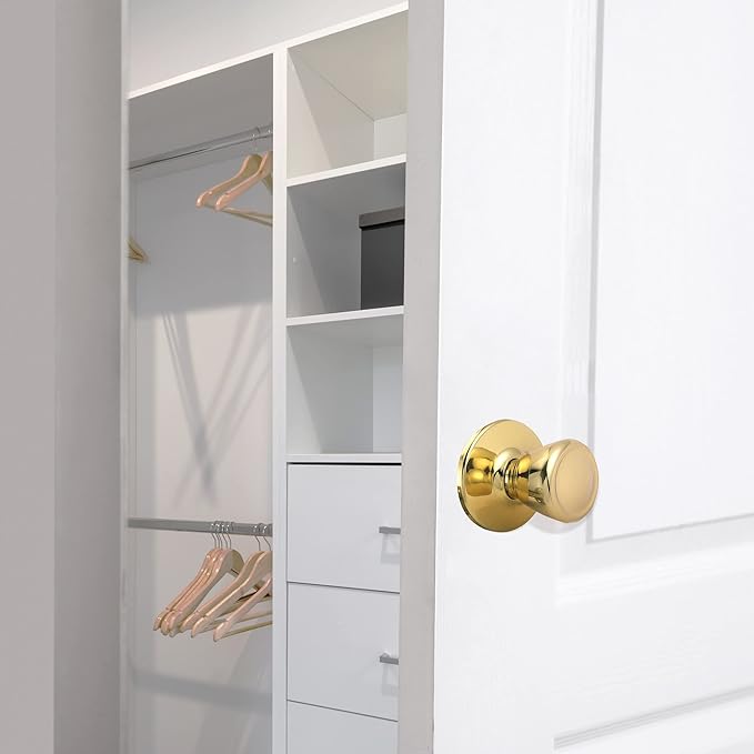 Design House Tulip Passage Door Knob for Hall and Closet, Fits Standard Doors, Polished Brass – Design House, 782730