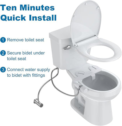 Bidet Attachment for Toilet Seat Water Pressure, Hygienic Bidets Attachment for Existing Toilets - Adjustable Fresh Water Pressure Dual Nozzle (Frontal & Rear Wash) Easy to Install,