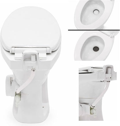 SEAFLO Porcelain RV Toilet with Elongated Bowl, 19” Residential Height, Gravity Flush, Foot Pedal Flush, Soft Close Seat, Easy Install, Camper Toilet, 4-Year Warranty, SFRTCH-02-01