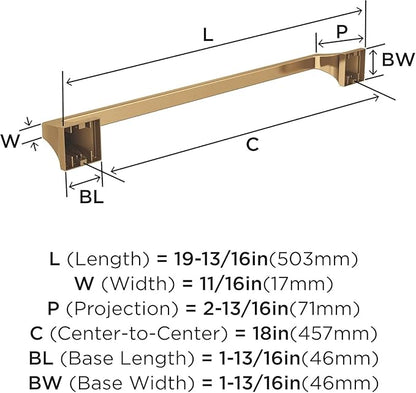 Amerock BH36023CZ | Champagne Bronze Towel Bar | 18 in (457 mm) Towel Rack | Mulholland | Bathroom Towel Holder | Bathroom Hardware | Bath Accessories
