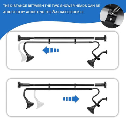 OURBAOFU Tandem Shower Heads, Double Shower Head for Couples | Dual Shower Head System for Two People,High Pressure,Adjustable 360° Rotation,48–78 In for Bathrooms,Gifts for Couples-Black