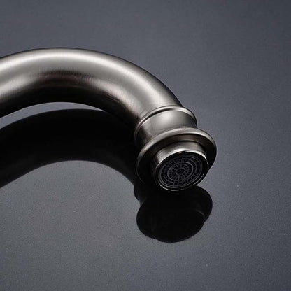 Brushed Nickel Basin Faucet Single Handle Hot Cold Water Bathroom Tap Deck Mounted Long Spout Lavatory Sink Mixer Faucet,Gold,Include:1*Faucet