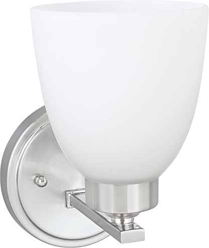 Aspen Creative 62202-1, One-Light Metal Bathroom Vanity Wall Light Fixture, 5" Wide, Transitional Design in Satin Nickel, 1