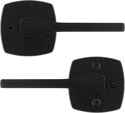 Kwikset Tripoli Lever Interior Privacy Door Handle with Lock, Door Lever for Bathroom and Bedroom, Matte Black Reversible Keyless Turn Lock, with Microban Protection (Pack of 2)