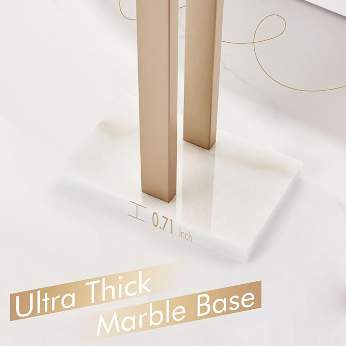 KOKOSIRI Hand Towel Bars Standing Towel Racks with Marble Base for Bathroom Kitchen Vanity Countertop, Champagne Bronze Stainless Steel 15.7'' Height THS0001-SM-CPG
