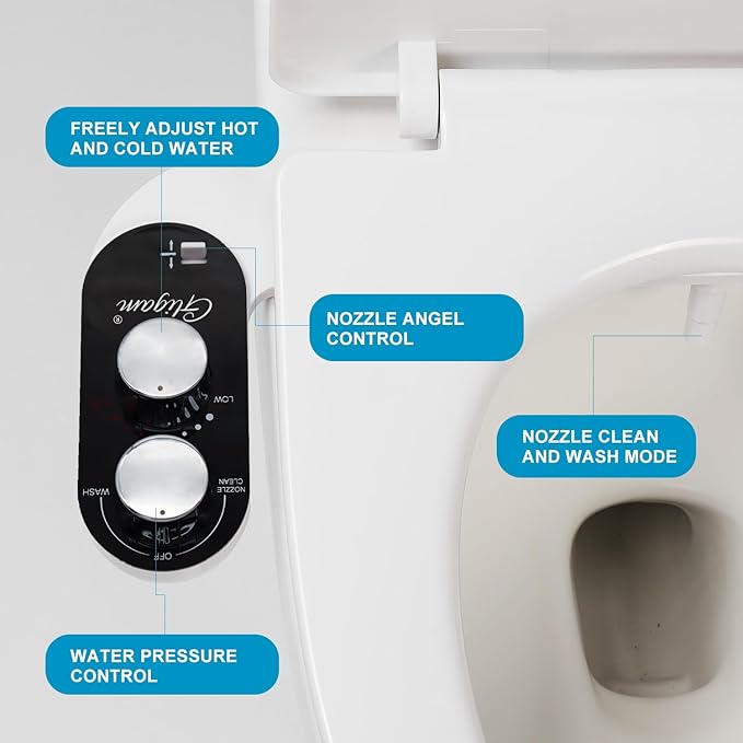 Bidet Attachment for Toilet Warm Water,Hot and Cold Bidet Attachment,Ultra-Slim Non-Electric Bidet Attachment for Frontal/Rear Wash, with Pressure & Angle Controls,Easy to install