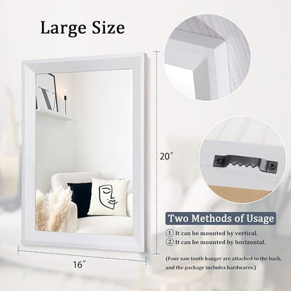 AAZZKANG Rectangular Wall Mirror Decorative Wood Framed Mirrors Large 20"x16" for Farmhouse Bedroom Bathroom Living Room Entryway Hanging Home Decor