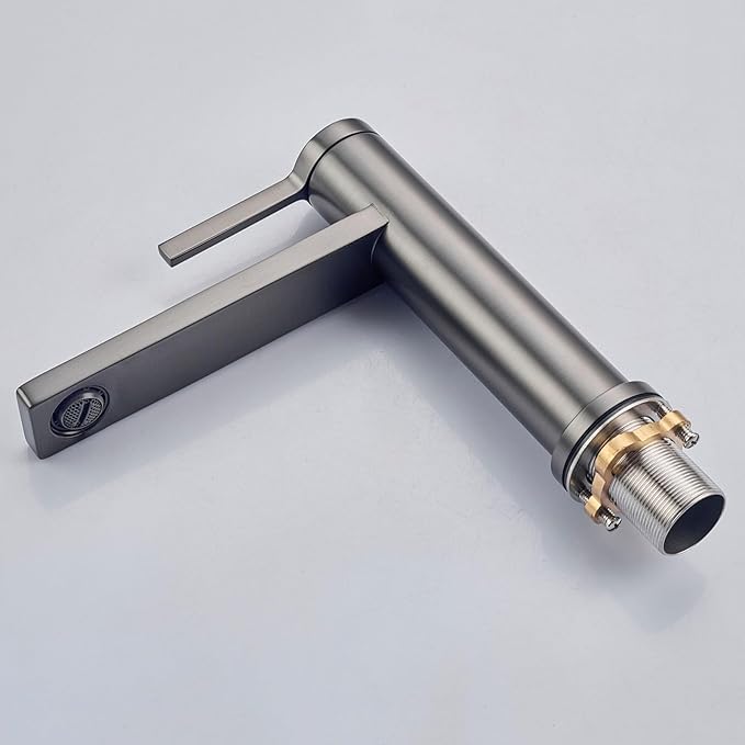 Single Hole Faucet for Bathroom Sink Brass Bathroom Faucet Single Handle Hot and Cold Gun Gray