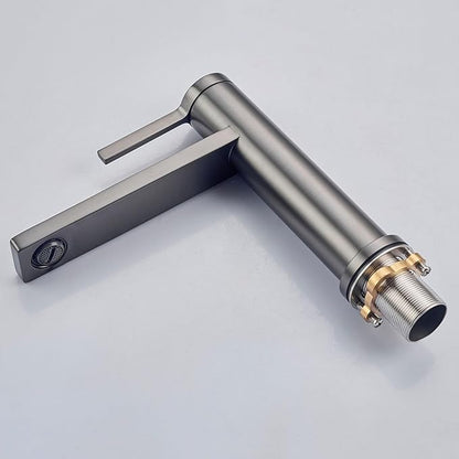 Single Hole Faucet for Bathroom Sink Brass Bathroom Faucet Single Handle Hot and Cold Gun Gray