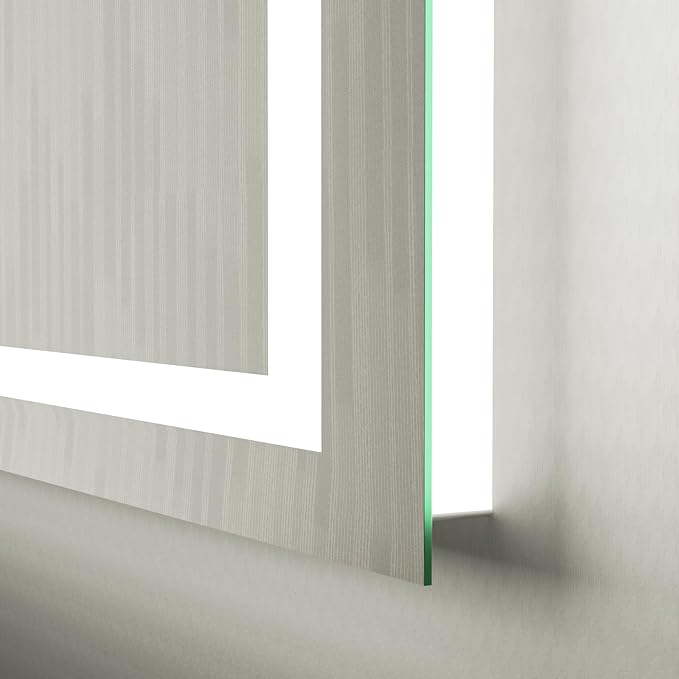 LED Bathroom Mirror, 60"X36" with Front Light and Backlit | Stepless Dimmable, Anti-Fog, Shatter-Proof, HD Reflection, Memory, 3 Colors Lighting, UL Listed (Horizontal/Vertical).