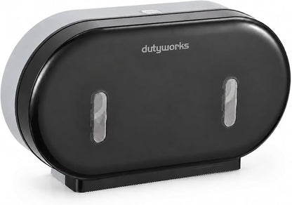 Commercial Jumbo Toilet Paper Dispenser Wall Mount | Holds 2 Rolls up to 9 in, Lockable, Visible Window, Sliding Divider, No-Drill Installation, Heavy Duty ABS