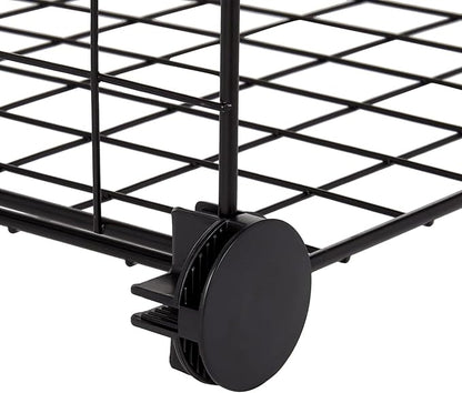 Amazon Basics 4 Cube Wire Grid Storage Organizer, Closet Organizer and Shelves, Stackable, Space-Saving, Easy to Assemble, 14"x14"x14", Black