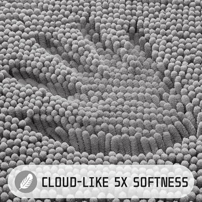 Yimobra Washable Bathroom Rugs, Super Soft & Absorbent Chenille Bath Mat for Floor & Carpet, Quick Dry Non Slip Bath Mat for Tub Shower, 24" x 17",Gray