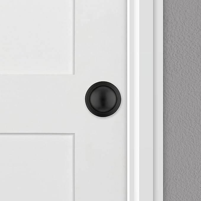 Kwikset Polo Dummy Door Knob, Single Sided Handle for Closets, French Double Doors, and Pantry, Matte Black Non-Turning Interior Push/Pull Door Knob, with Microban Protection