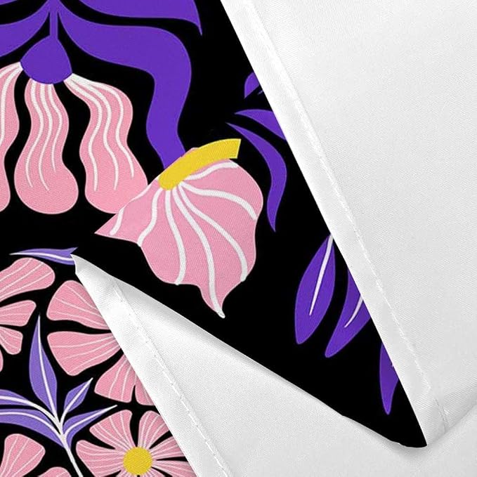 JAWO Retro Patchwork Floral Shower Curtain, Mid - Century Modern Boho Bathroom Decor with Pink and Purple Botanical Patterns, Waterproof Fabric Shower Curtain Sets with Hooks, 70X70IN