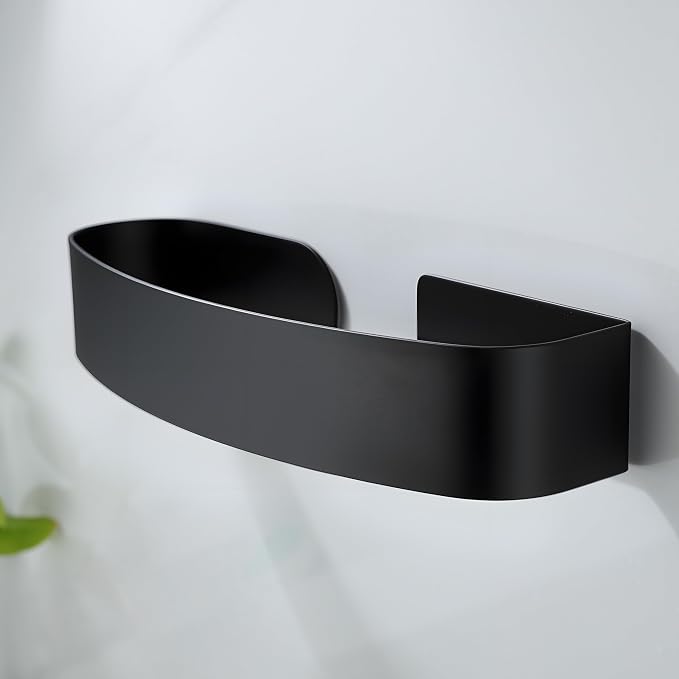 Taozun Hand Towel Holder Black 8.6" Self Adhesive Towel Bar Stainless Steel | No Drill, Unique Square-Round Design, Strong Design Sense, for Bathroom/Kitchen/RV, Renter Friendly, Heavy Duty