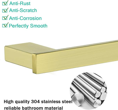 5-Pieces Brushed Gold Bathroom Accessories Set, Stainless Steel Bathroom Hardware Set, 23.6 Inch Bath Towel Bar Set, Towel Hooks,Towel Racks for Bathroom Wall Mounted,SE96009S-5BG