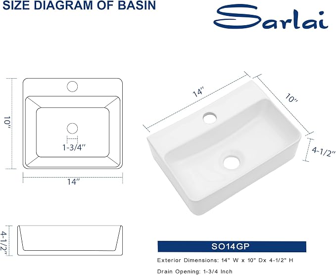 Sarlai Small Wall Mounted Vessel Sink Floating Corner Bathroom Sink | Wall Mount Ceramic Wall hung Pure Glossy White Ceramic Wash Basin 14.5x10x4.2 Inch for Tiny Room
