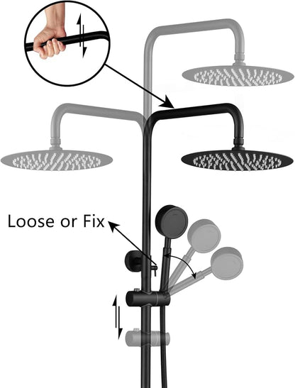 Shower Faucet - Shower Faucets Sets Complete, Shower System - Outdoor Shower Kit/Outdoor Shower Enclosure/Outdoor Shower Fixtures W/ SS304 Shower Head with Handheld High Pressure, Matte Black