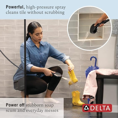 Delta Faucet ProClean Matte Black Shower Head with Handheld, Showerhead with High Pressure Spray, Handheld Shower Head, 6 Spray Settings, Matte Black 75740BL