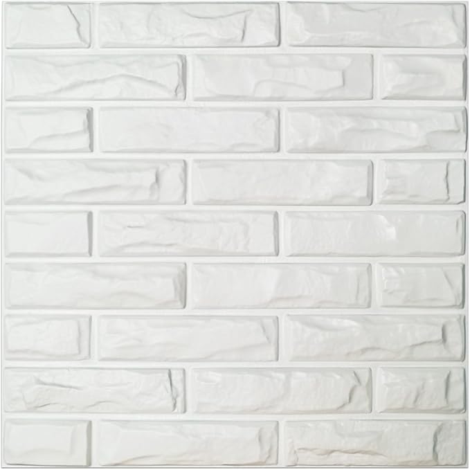 Art3d 19.7" x 19.7" (Pack of 12) Wall Panel Brick, White