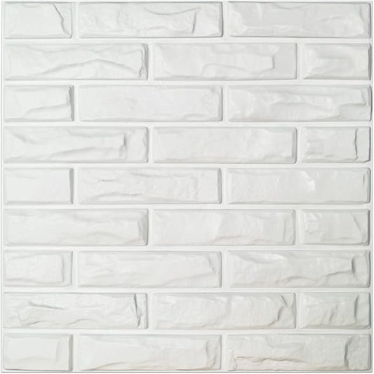 Art3d 19.7" x 19.7" (Pack of 12) Wall Panel Brick, White