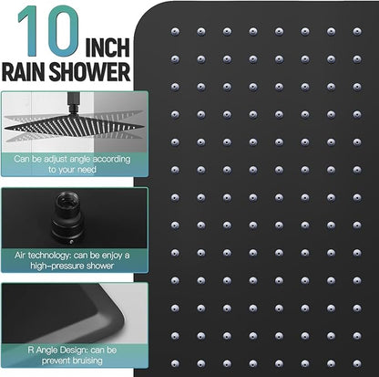 SR SUN RISE Shower System with Push Button Diverter, Ceiling Mounted Luxury 10 Inch Rain Shower Head with Handheld Spray, High Pressure Shower Faucet Combo Set with Rough-in Valve, Oil Rubbed Bronze