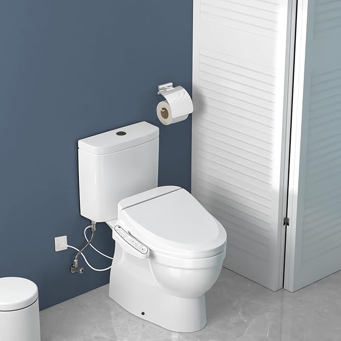 ZMJH ZMA102 Bidet Toilet Seat, Unlimited Warm Water, Vortex Wash, Electronic Heated, Warm Air Dryer, Rear and Front Wash, LED Light, Need Electricity, White, (Elongated)